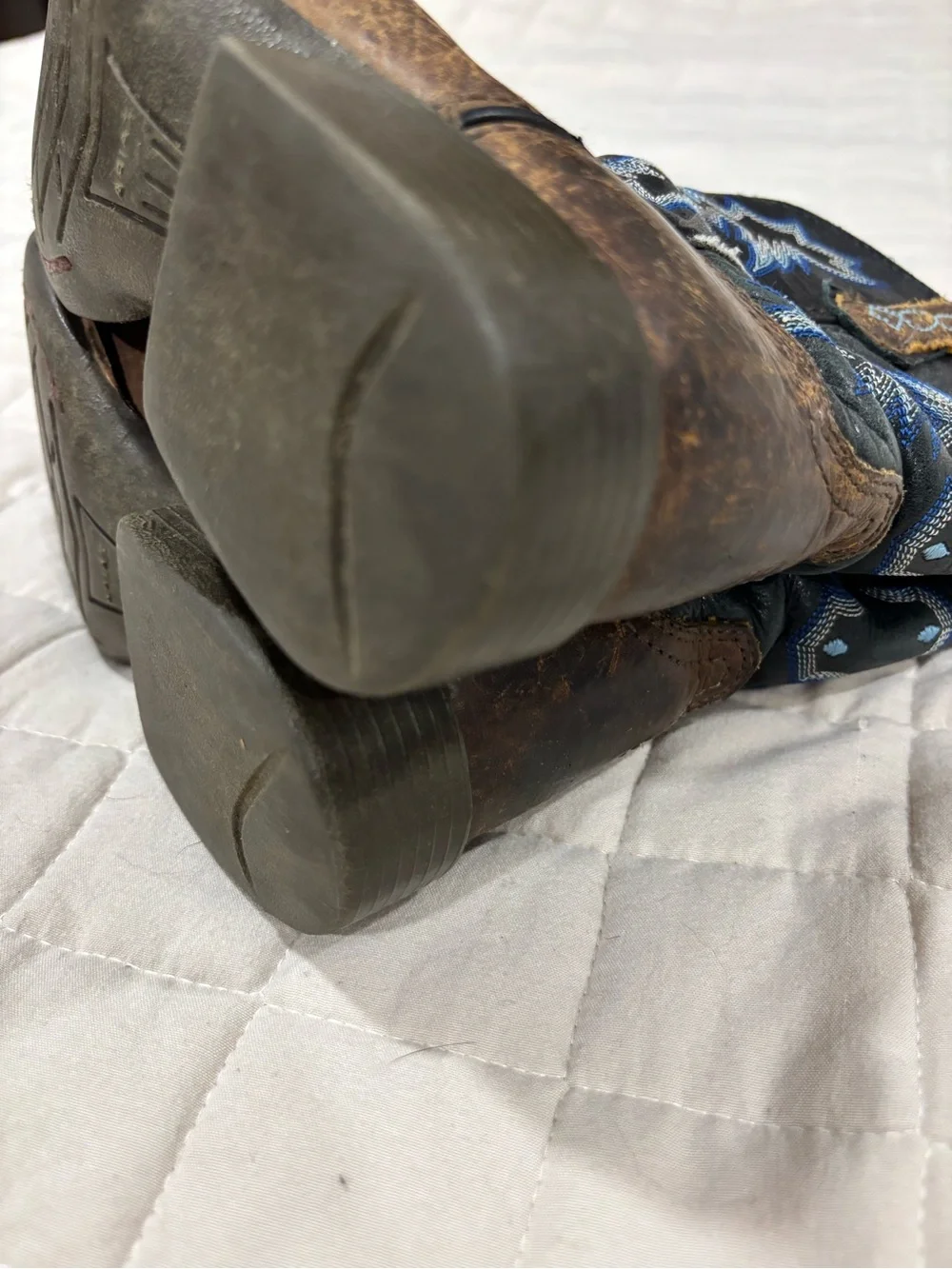 Ariat Kids Tombstone Western Cowboy Boots Brown Blue Square Toe Little Boy 11